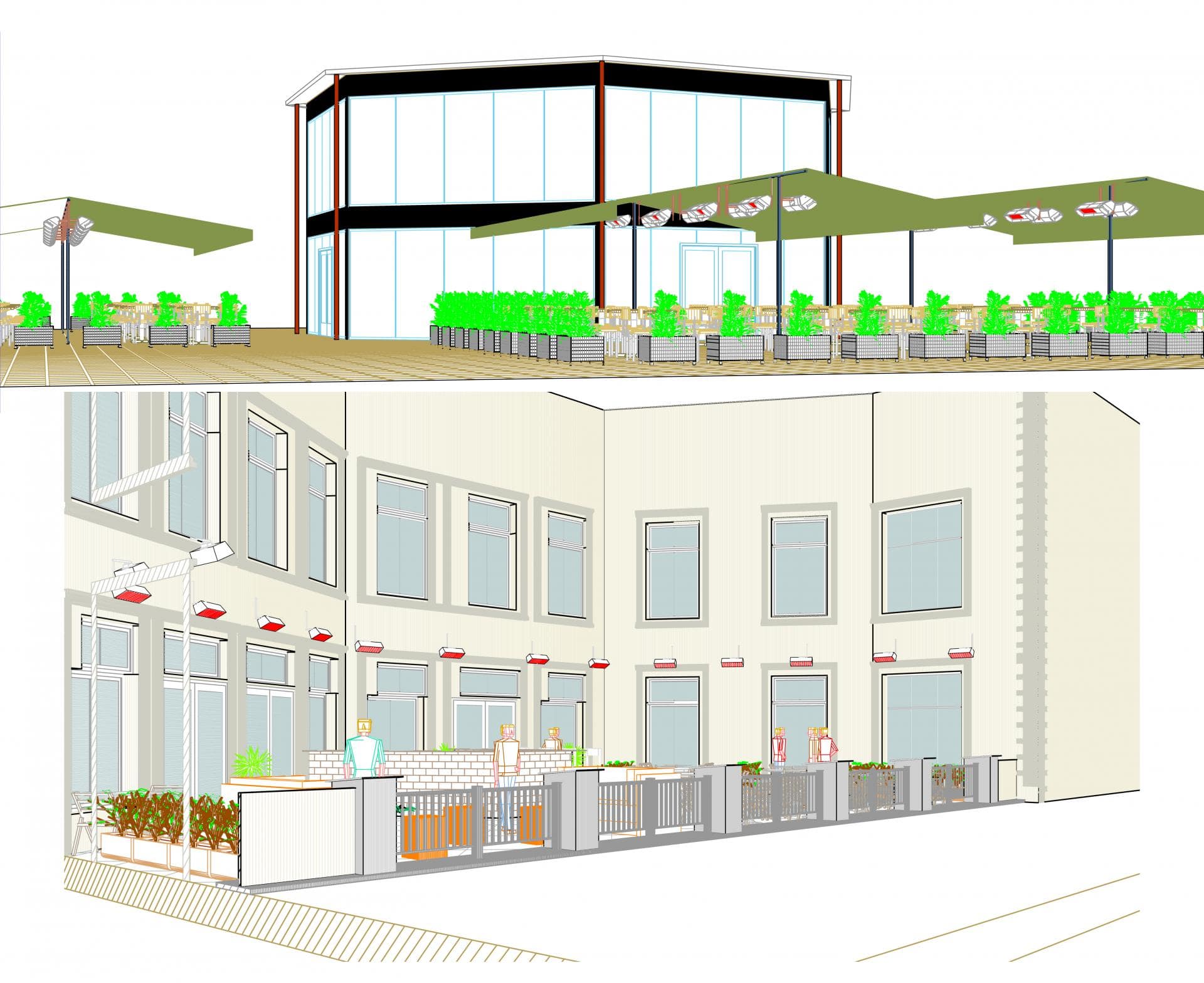 Plan 3D chauffage de terrasse